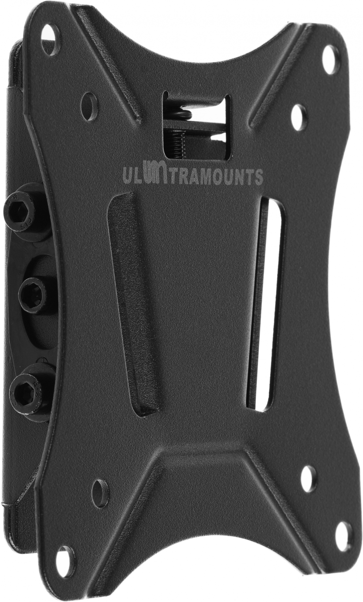 Крепление Ultramounts UM830T {Для использования с телевизорами диагональю 13"-27", весом до 25кг. Возможен наклон до 12 градусов и подъем до 3 градусов .Расстояние телевизора от стены 34мм. VESA 75X75