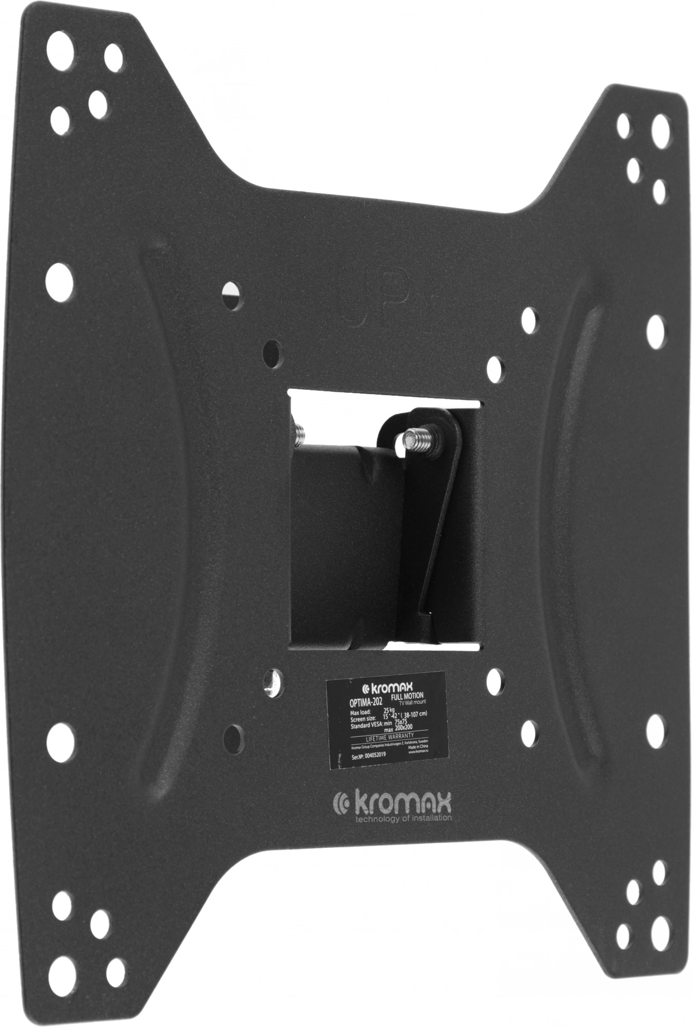 Kromax OPTIMA-202 black {Кронштейн для LED/LCD телевизоров 15"-42", max 25 кг, настенный, 3 ст свободы, наклон +5°-12°, поворот ±30°, от стены 68.5 мм, max VESA 200x200 мм} Kromax OPTIMA-202 black {Кронштейн для LED/LCD телевизоров 15"-42", max 25 кг, настенный, 3 ст свободы, наклон +5°-12°, поворот ±30°, от стены 68.5 мм, max VESA 200x200 мм}