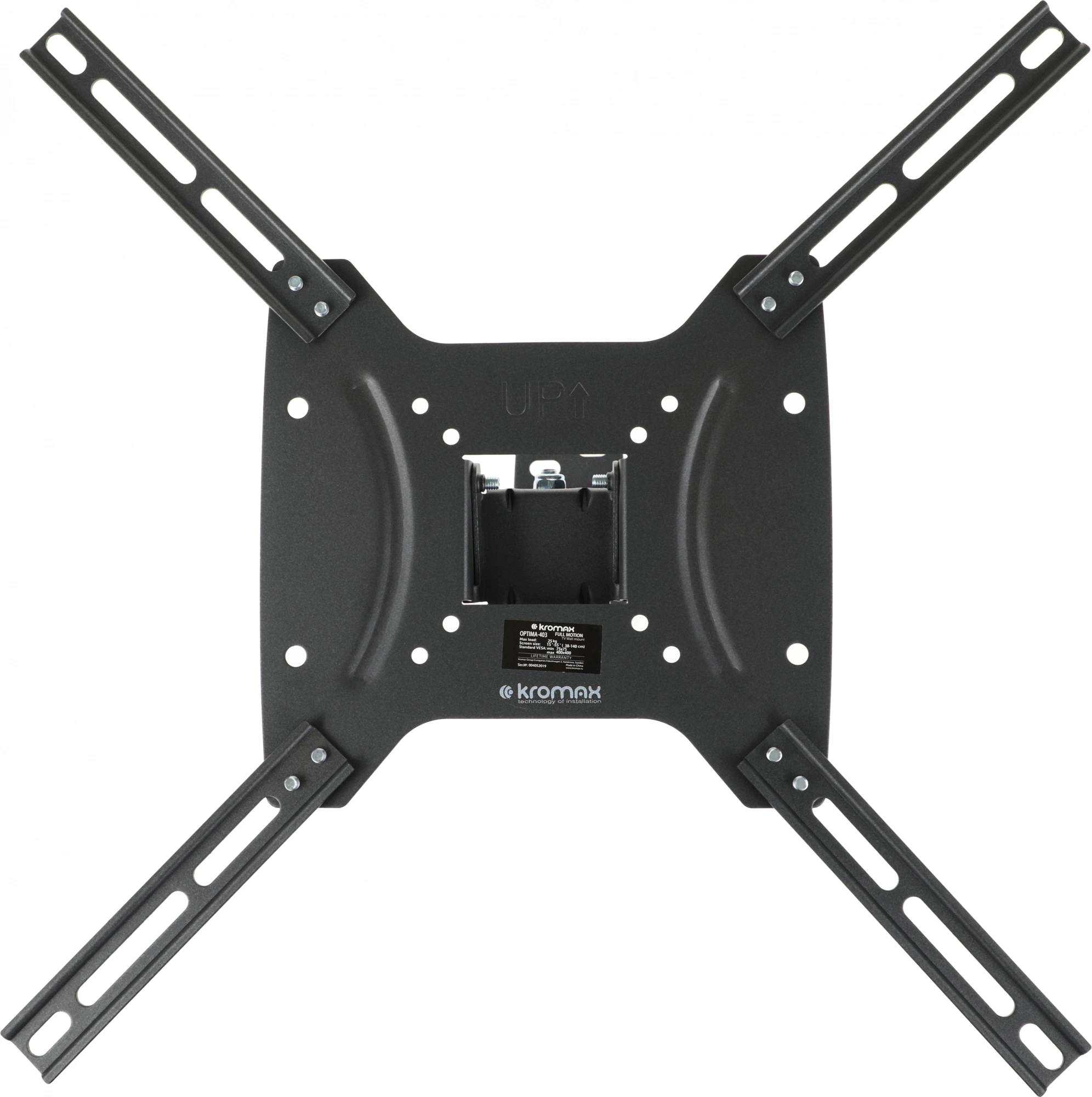 Kromax OPTIMA-403 black {Кронштейн для LED/LCD телевизоров 15"-55", max 25 кг, настенный, 3 ст свободы, наклон +5°-12°, поворот ±90°, от стены 68.5-225 мм, max VESA 400x400 мм}