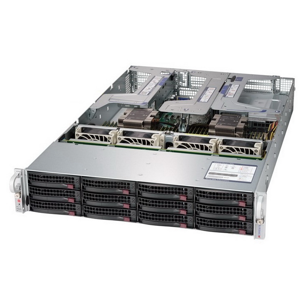 Supermicro SYS-6029U-E1CR4 2xSocket3647, 24xDDR4, 12x3,5 HDD HS, 4GLAN, IPMI, Redundant 2x1000 Вт, 2U