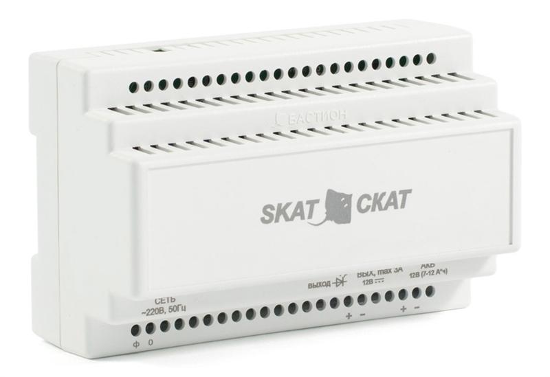 БАСТИОН SKAT-12-3.0 DIN (СКАТ ИБП-12/3-DIN) источник питания 12В 3А пластиковый корпус под DIN рейку 35 мм, МПТ (580)