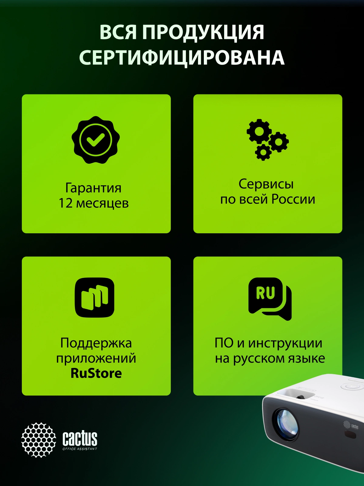 Cactus CS-PRM.07WT Проектор {Full HD LCD 3200Lm LS 320Lm ANSI 1500:1 (30000час) 1xUSB typeA 3xHDMI} (CS-PRM.07WT.WUXGA)