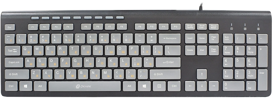 Клавиатура Oklick 480M черный/серый USB slim Multimedia [1067199]