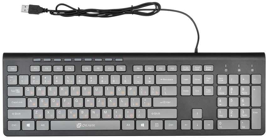 Клавиатура Oklick 480M черный/серый USB slim Multimedia [1067199]