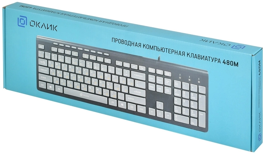 Клавиатура Oklick 480M черный/серый USB slim Multimedia [1067199]