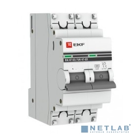 EKF mcb4763-2-63C-pro Автоматический выключатель 2P 63А (C) 4,5kA ВА 47-63 EKF PROxima
