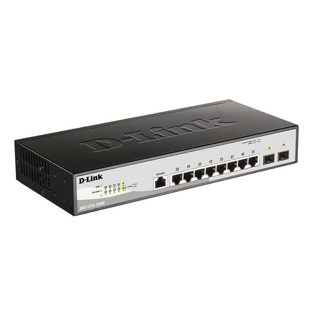 D-Link DGS-1210-10/ME/B1A Коммутатор 2 уровня с 8 портами 10/100/1000Base-T и 2 портами 1000Base-X SFP