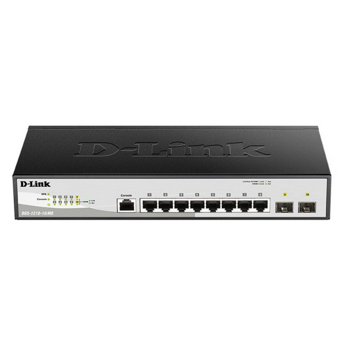 D-Link DGS-1210-10/ME/B1A Коммутатор 2 уровня с 8 портами 10/100/1000Base-T и 2 портами 1000Base-X SFP