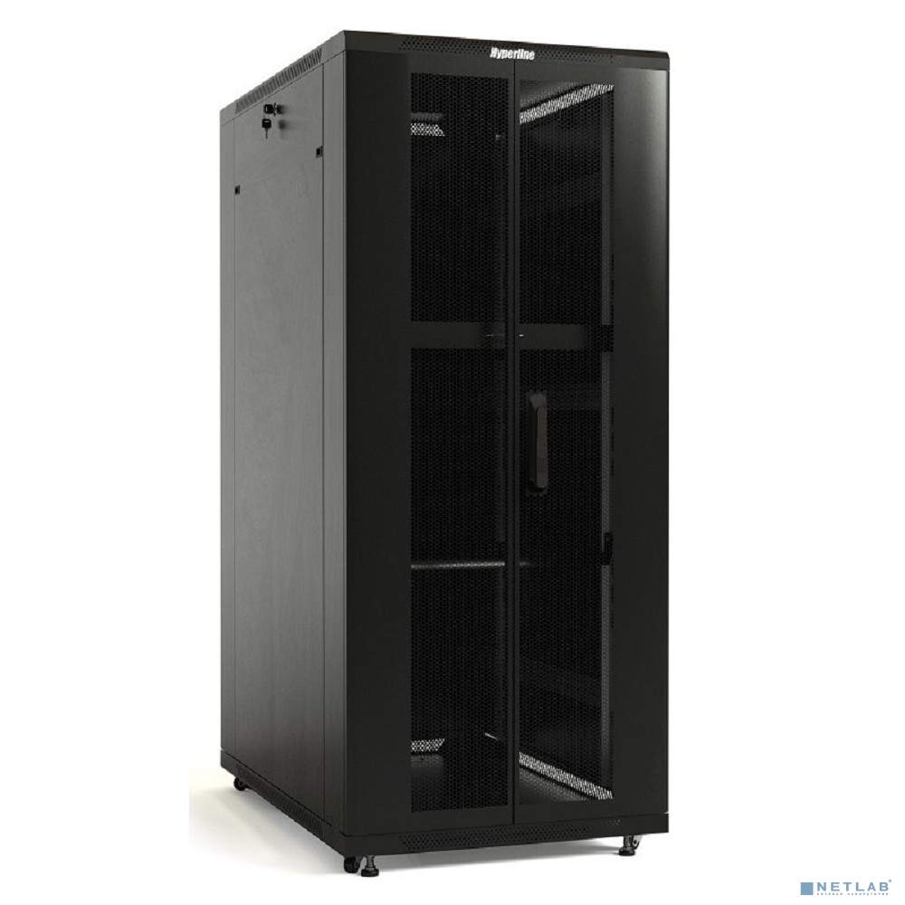 Hyperline TTB-4282-DD-RAL9004 Шкаф напольный 19-дюймовый, 42U, 2055x 800х 1200 мм (ВхШхГ), передняя и задняя распашные перфорированные двери (75%), ручка с замком, крыша нового типа, цвет черный