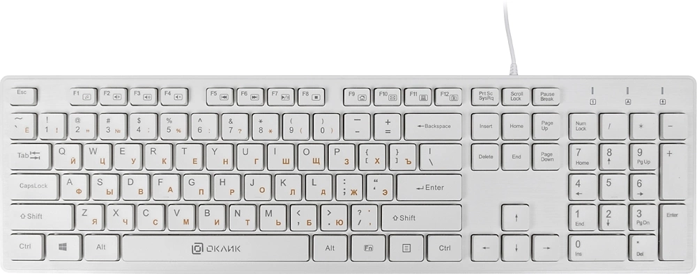 Клавиатура Oklick 500M белый USB slim Multimedia  [1061586]
