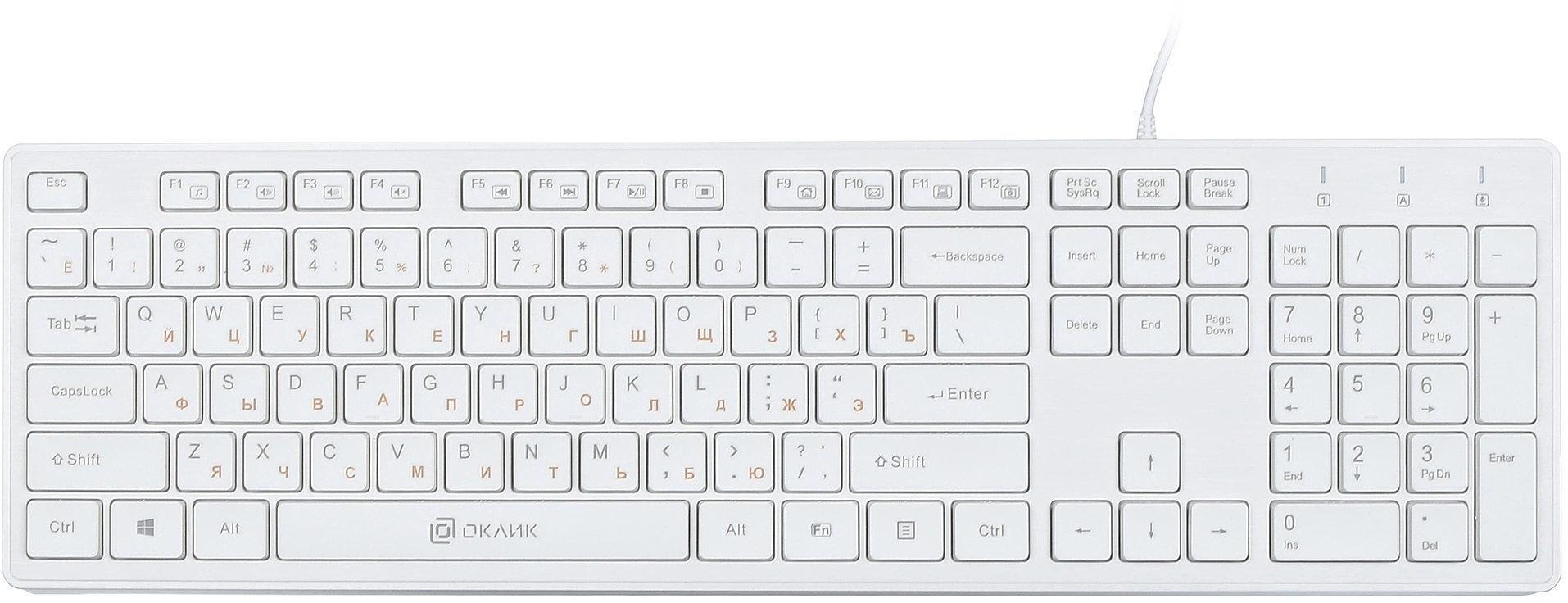 Клавиатура Oklick 500M белый USB slim Multimedia  [1061586]