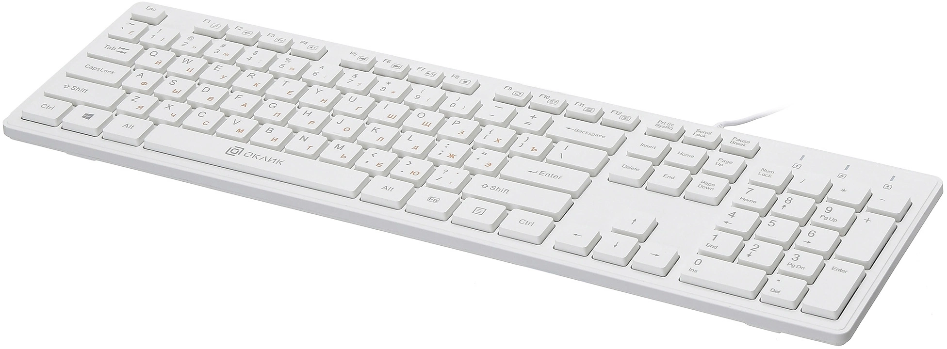 Клавиатура Oklick 500M белый USB slim Multimedia  [1061586]