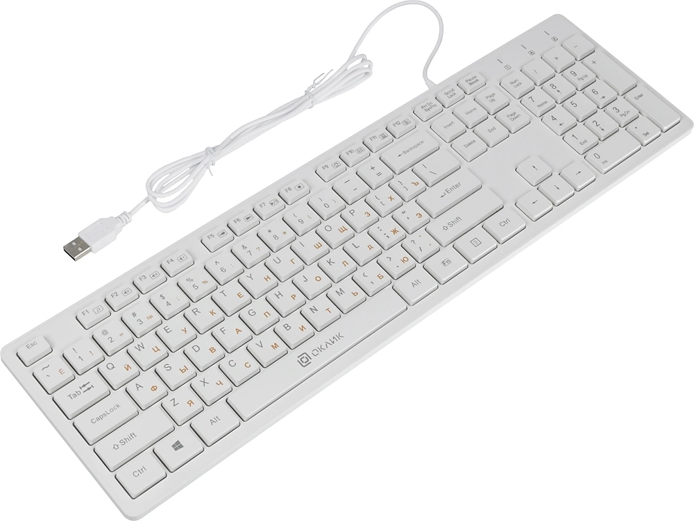 Клавиатура Oklick 500M белый USB slim Multimedia  [1061586]