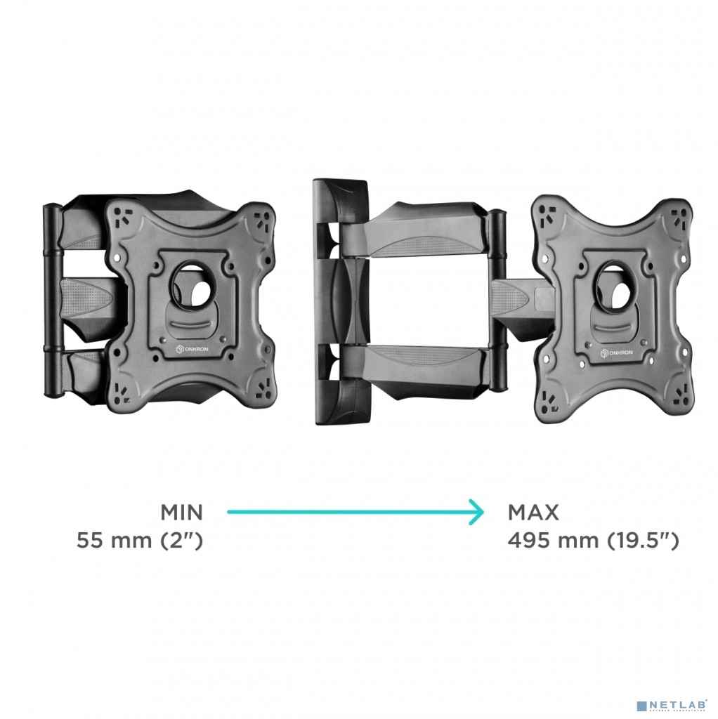 ONKRON NP28 чёрный Для телевизоров диагональю 22"-42" Максимальная нагрузка: 31,8 кг (70 lbs) VESA: 100х100, 200x100, 200х200 мм
