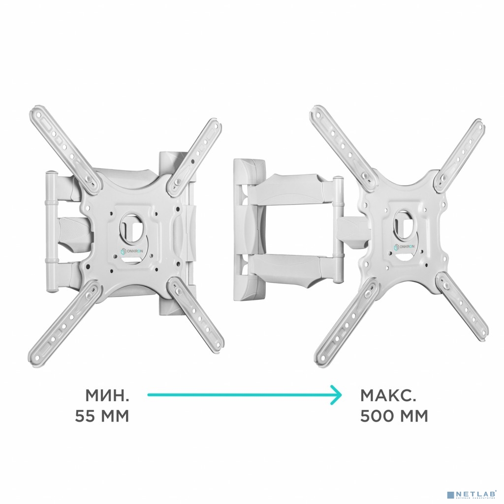 ONKRON M4 белый Для телевизоров диагональю 32"-55" Максимальная нагрузка: 35 кг VESA: 100x100, 200x100, 200x200, 200x300, 200x400, 300x200, 300x300, 300x400,  400x200, 400x300, 400x400 мм
