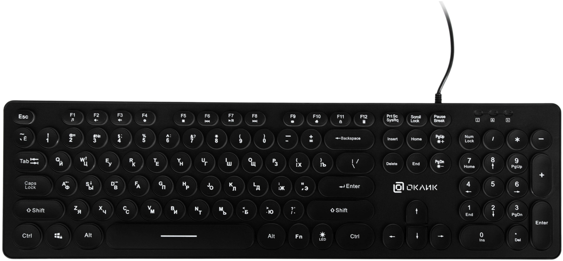 Клавиатура Oklick 420MRL черный USB slim Multimedia LED [1091226]