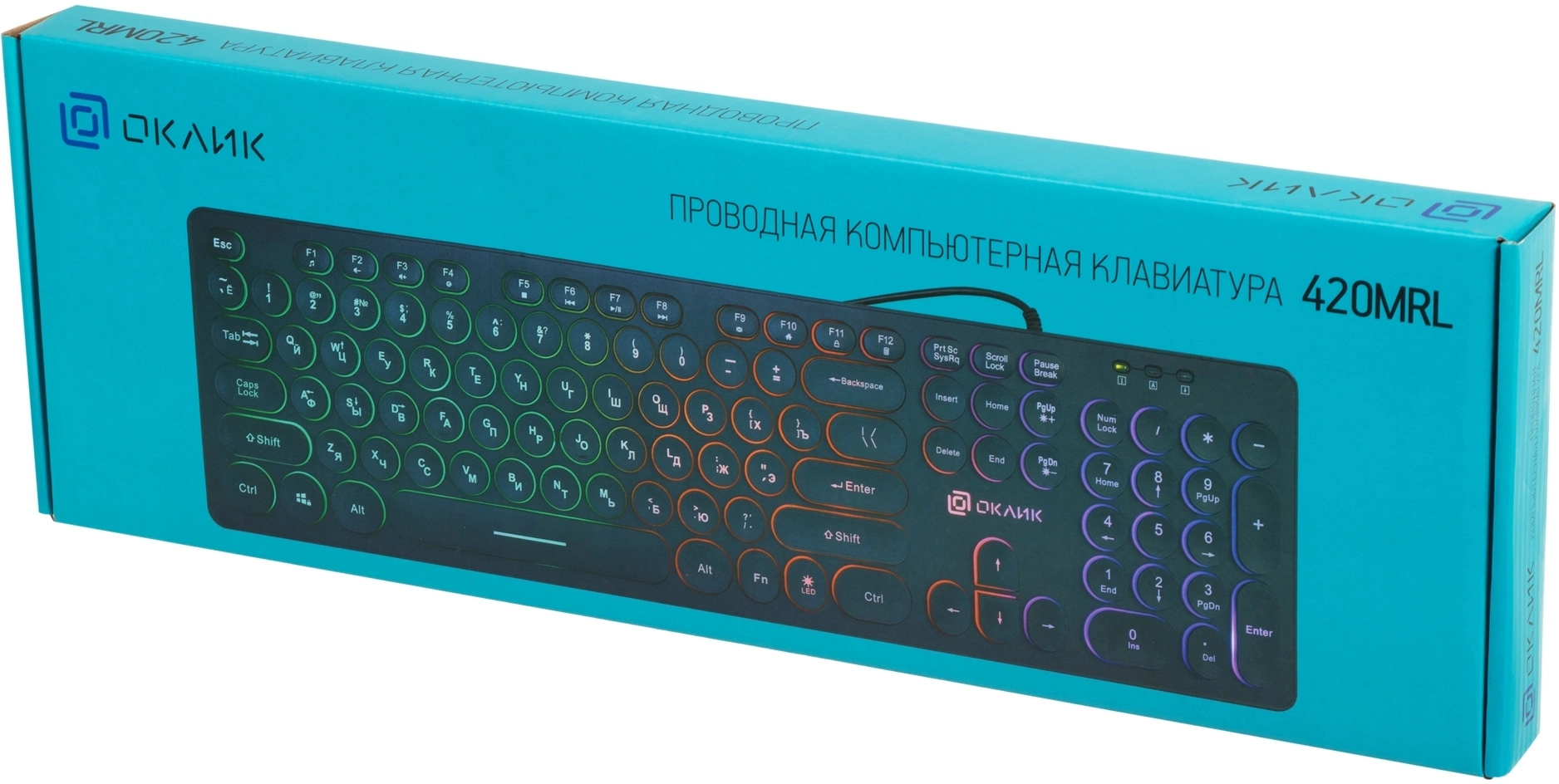 Клавиатура Oklick 420MRL черный USB slim Multimedia LED [1091226]