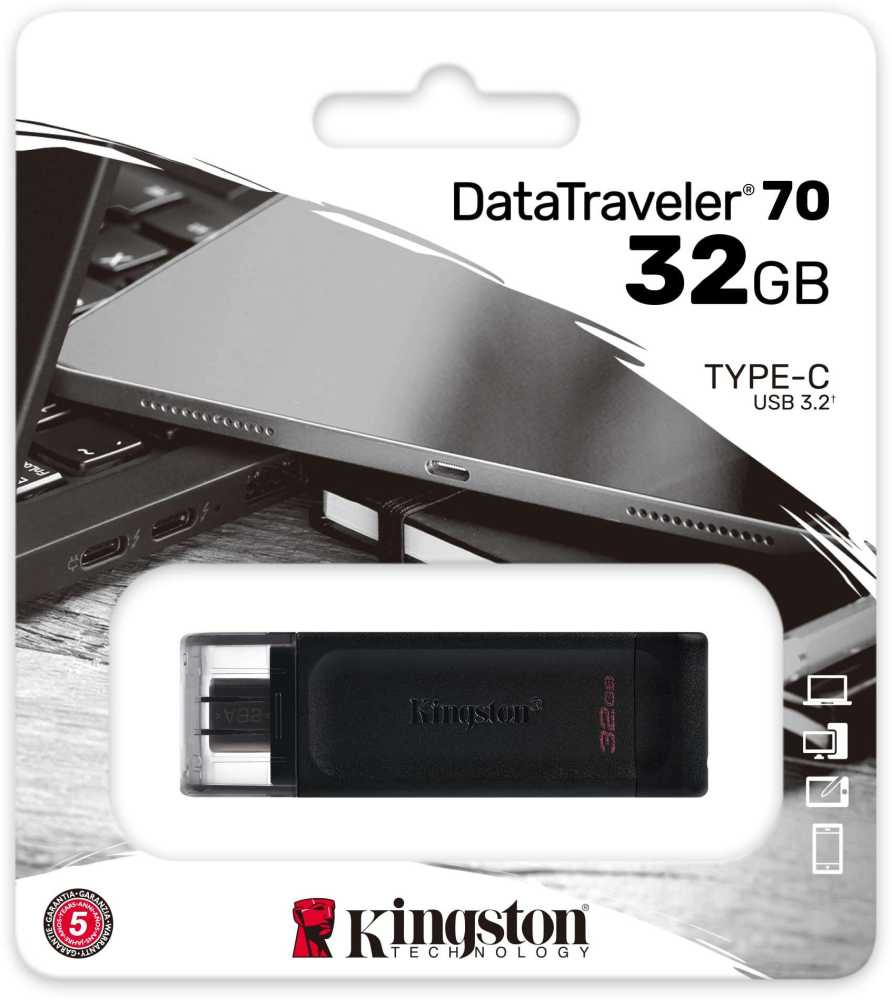 Kingston USB Drive 64Gb DataTraveler 70 DT70/64GB USB Type C 3.2 черный