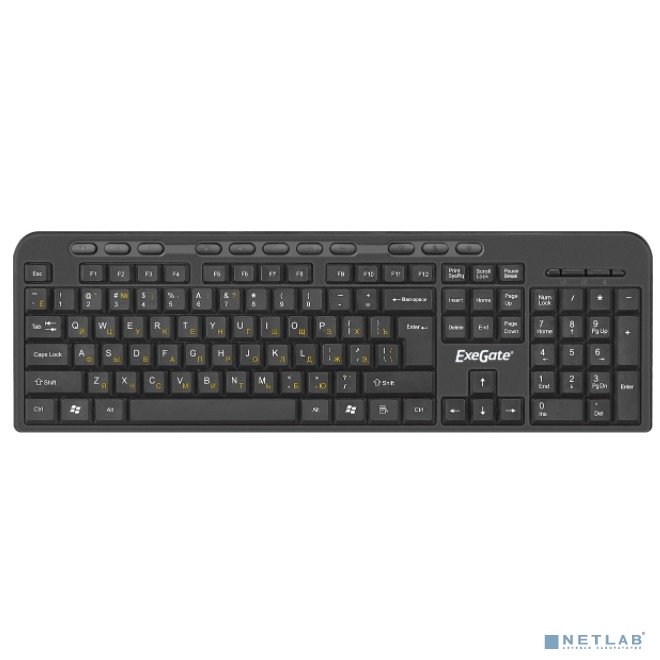 Exegate EX286177RUS Клавиатура ExeGate Multimedia Professional Standard LY-500M (USB, полноразмерная, 115кл., Enter большой, мультимедиа, длина кабеля 1,5м, черная, Color box)