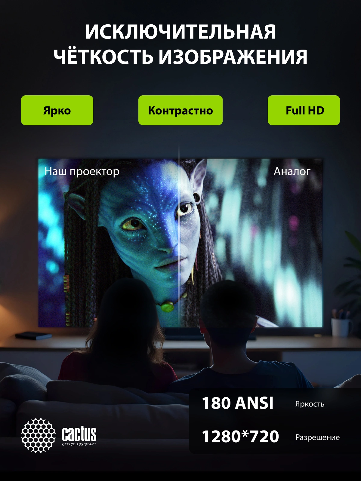 Cactus Проектор CS-PRE.05B.WXGA {LCD 1800Lm (1280x720) 1500:1 ресурс лампы:30000часов 1xUSB typeA 2xHDMI 1.75кг}