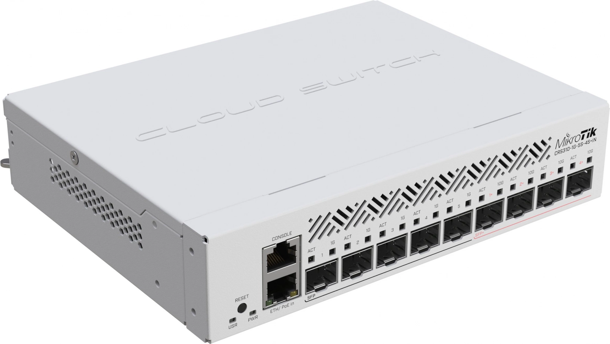 MikroTik CRS310-1G-5S-4S+IN Коммутатор управляемый, 1RJ45 1Gbit, 5*SFP 1Gbit, 4*SFP 10Gbit, POE in, indoor case, RouterOS L5