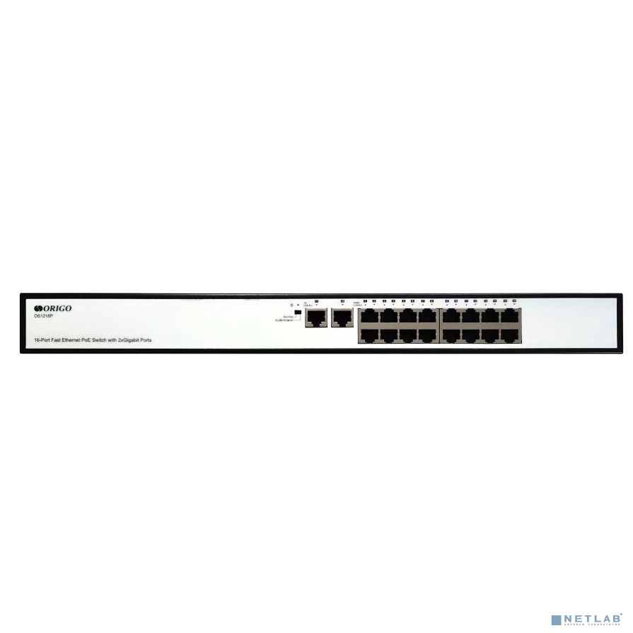 ORIGO OS1218P/A1A Неуправляемый PoE-коммутатор 16x100Base-TX PoE+, 2x1000Base-T, PoE-бюджет 190 Вт, корпус металл