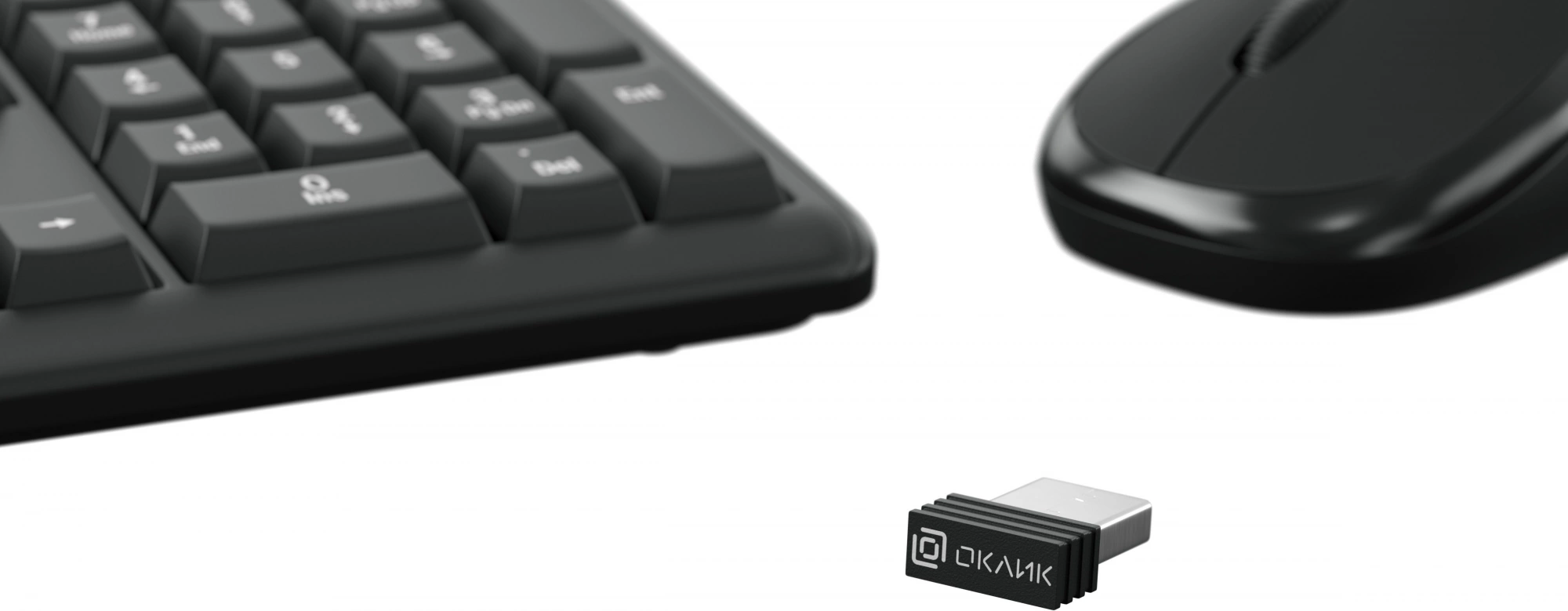 Комплект (клавиатура+мышь) Oklick 225M, USB, беспроводной, черный [1454537]