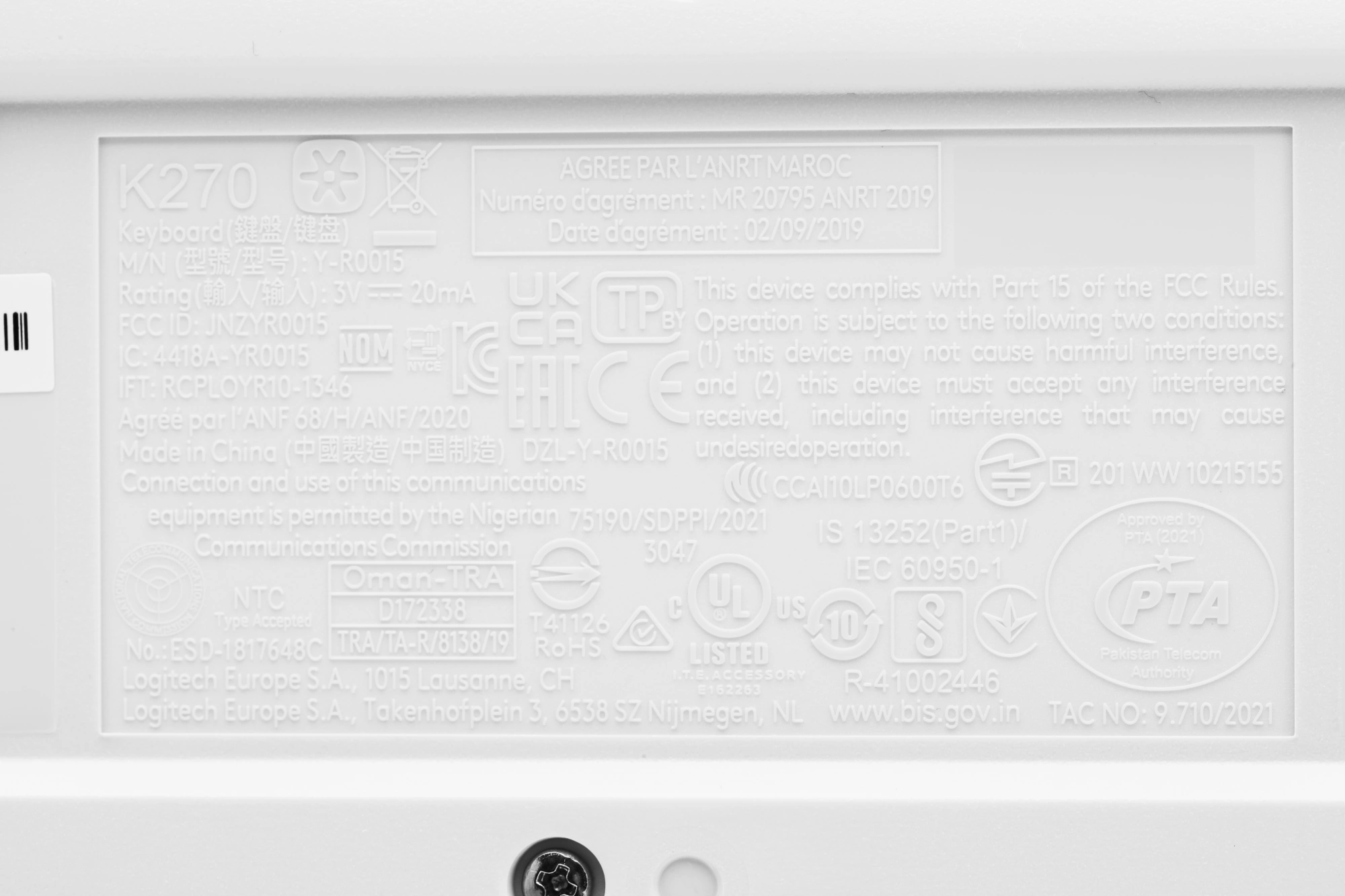 920-003058 Logitech Клавиатура K270 Wireless RU/LAT