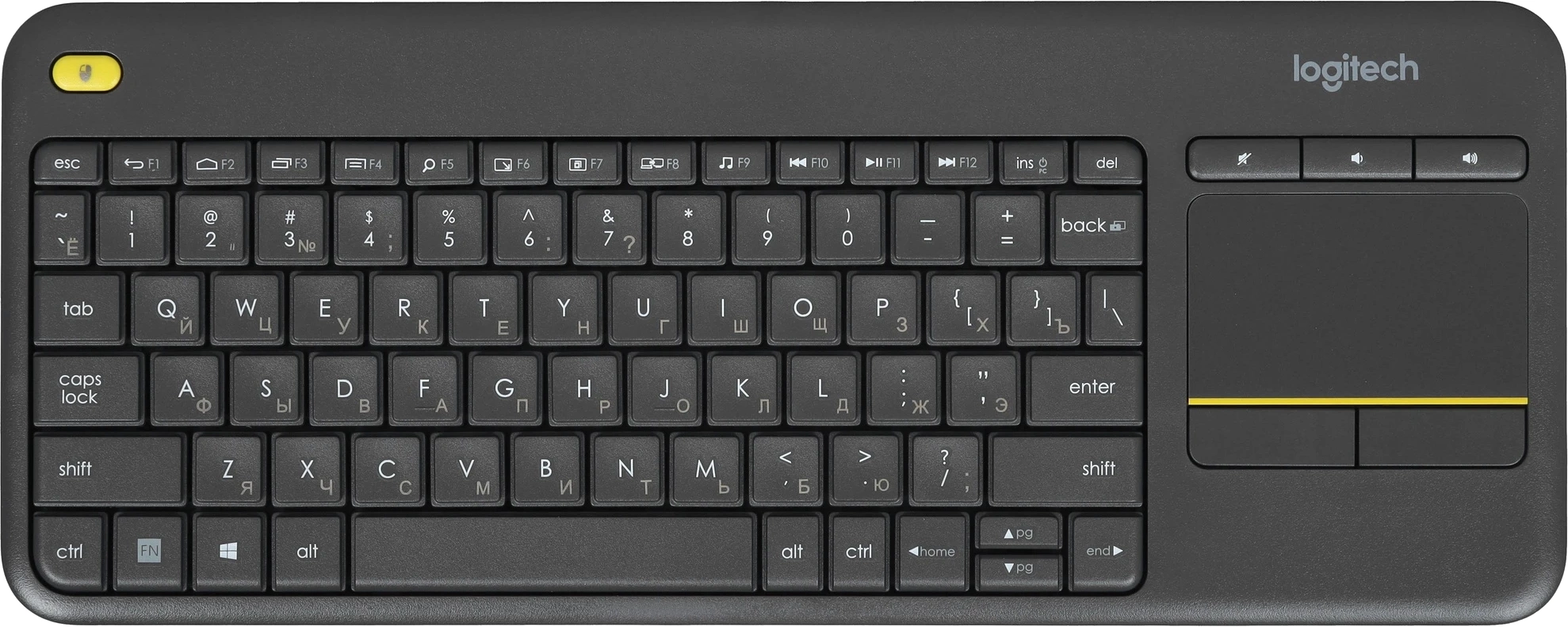 920-007173 Logitech Клавиатура K400 Wireless Touch Plus Keyboard RU/LAT 920-007173 Logitech Клавиатура K400 Wireless Touch Plus Keyboard RU/LAT