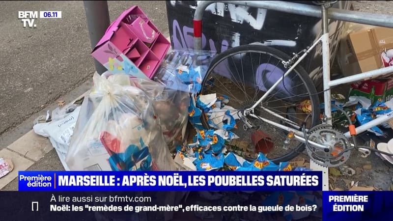 "Ce n'est pas uniquement les lendemains de réveillon, c'est à peu près tout le temps": à Marseille, les poubelles débordent après Noël