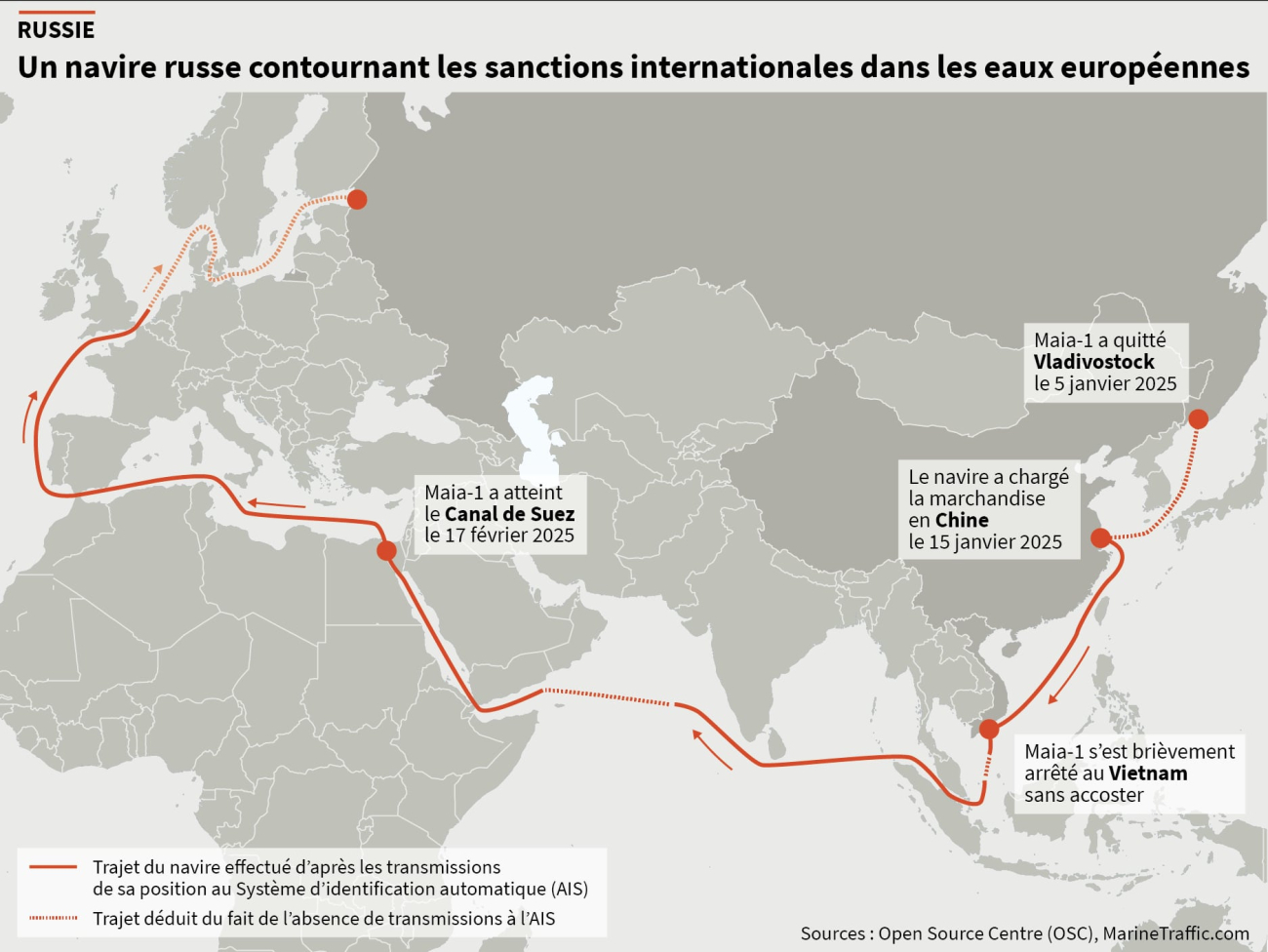 Des armes nord-coréennes en mer Baltique ? L'inquiétant voyage d'un navire russe