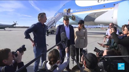 Donald Trump threatens aid cutoff while touring disaster areas in California