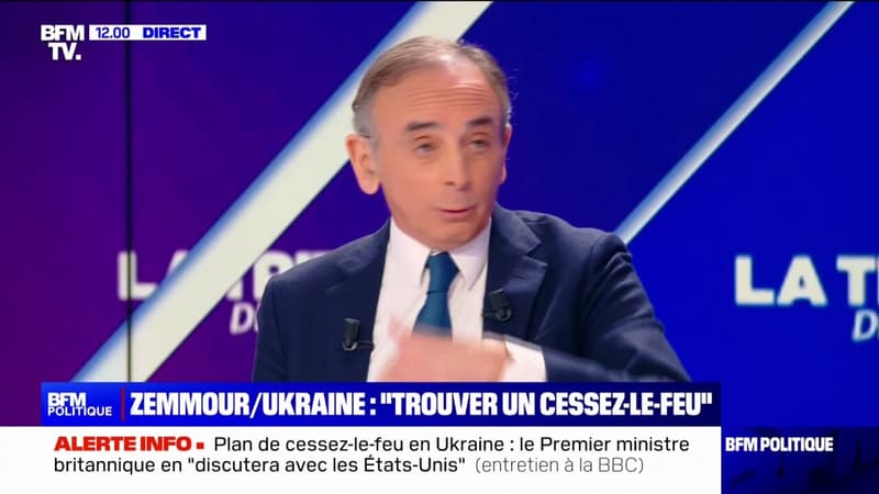 Éric Zemmour souhaite "trouver un cessez-le-feu" pour achever "une guerre qui ne peut pas être gagnée"