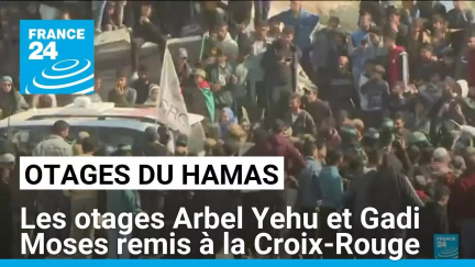 Gaza : les otages israéliens Arbel Yehu et Gadi Moses remis à la Croix-Rouge • FRANCE 24