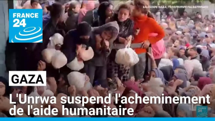 Gaza : l'Unrwa suspend l'acheminement de l'aide humanitaire par Kerem Shalom • FRANCE 24