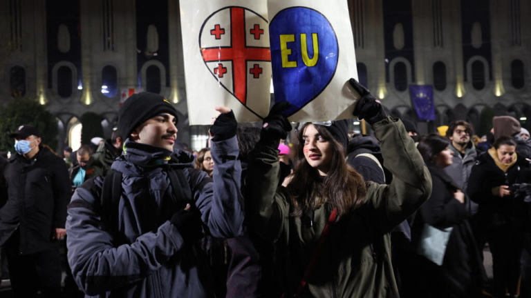 Georgia sees third night of mass protests after ruling party suspends EU talks