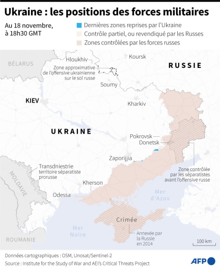 Guerre en Ukraine : les points chauds du front après 1000 jours d’invasion russe