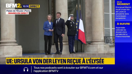 Le président Emmanuel Macron reçoit la présidente de la Commission européenne Ursula von der Leyen