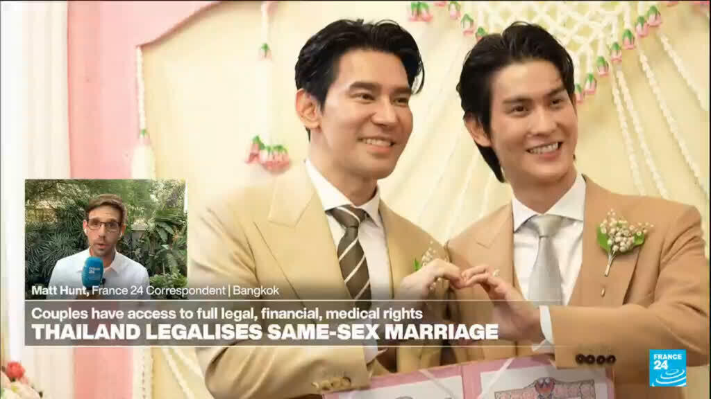 LGBTQ+ couples in Thailand register their marriages as law gives them equal status