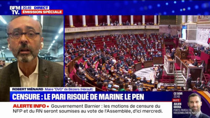 Menace de censure de Michel Barnier: Marine Le Pen "joue avec le feu", pour Robert Ménard (maire DVD de Béziers)