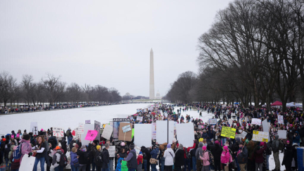 On the eve of Trump's inauguration, thousands rally in Washington against his policies