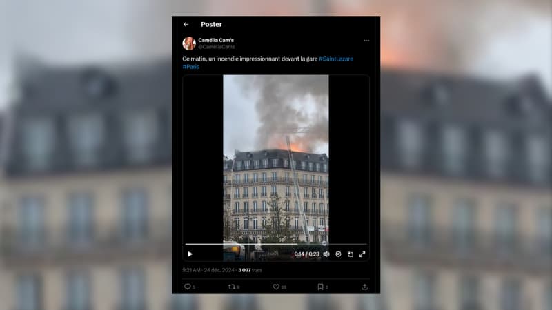 Paris: un impressionnant incendie en cours dans un immeuble près de la gare Saint-Lazare