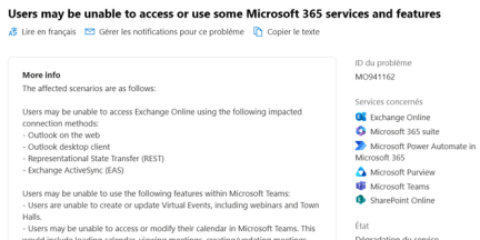 Plusieurs services de Microsoft victimes d’une panne importante