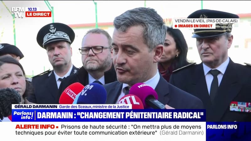 Prisons de haute sécurité: le coût des travaux est estimé "entre 4 et 5 millions d'euros pour la prison de Vendin et sans doute le même montant pour la prison de Condé", explique Gérald Darmanin