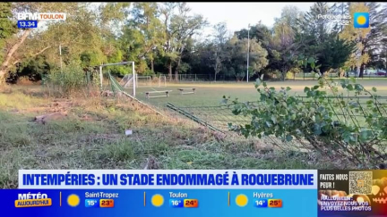 Roquebrune: un stade endommagé par les intempéries