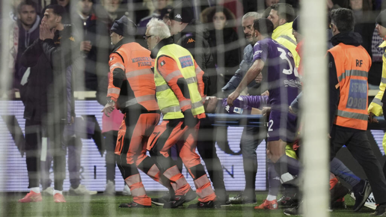 Serie A football match halted after Fiorentina's Bove collapses on pitch