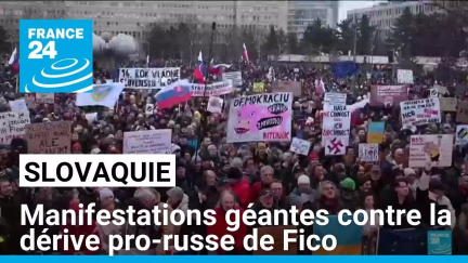 Slovaquie : manifestations géantes contre la dérive pro-russe de Fico • FRANCE 24