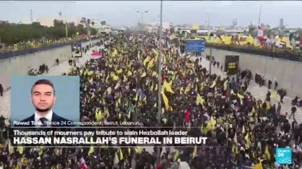 Tens of thousands join mass funeral for slain Hezbollah leader Nasrallah