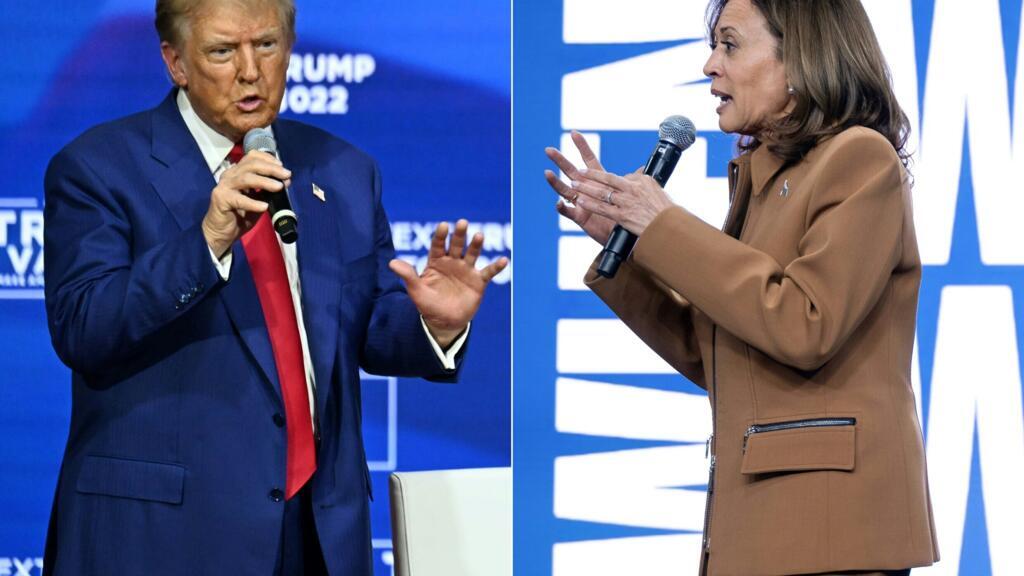 Trump rebuffs authoritarianism claims as Harris condemns divisive rhetoric