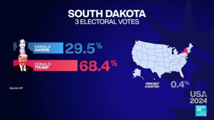 US presidential election results: Trump takes Wyoming and South Dakota, and Harris takes New York